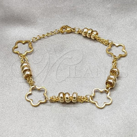 Stainless Steel Fancy Bracelet, Flower Design, Polished, Golden Finish, 03.63.22124.07