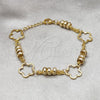 Stainless Steel Fancy Bracelet, Flower Design, Polished, Golden Finish, 03.63.22124.07