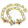 Oro Laminado Fancy Bracelet, Gold Filled Style Butterfly Design, with Multicolor Cubic Zirconia, Polished, Golden Finish, 03.63.2127.2.07