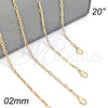 Oro Laminado Basic Necklace, Gold Filled Style Diamond Cutting Finish, Golden Finish, 04.213.0088.20