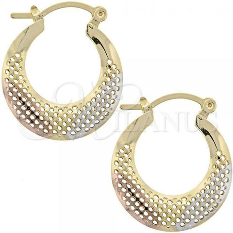 Oro Laminado Small Hoop, Gold Filled Style Polished, Tricolor, 108.001