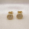 Oro Laminado Stud Earring, Gold Filled Style with White Micro Pave, Polished, Golden Finish, 02.260.0025
