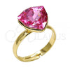Oro Laminado Multi Stone Ring, Gold Filled Style with Rose Swarovski Crystals, Polished, Golden Finish, 01.239.0005.8 (One size fits all)