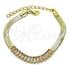 Oro Laminado Fancy Bracelet, Gold Filled Style with Pink Cubic Zirconia, Polished, Golden Finish, 04.341.0097.4.07