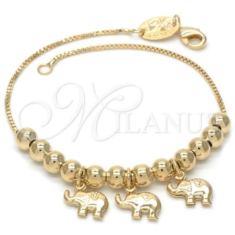 Oro Laminado Charm Bracelet, Gold Filled Style Elephant Design, Polished, Golden Finish, 03.32.0083.08