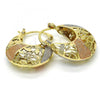 Oro Laminado Small Hoop, Gold Filled Style Leaf Design, Polished, Tricolor, 02.99.0034.25