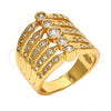 Oro Laminado Multi Stone Ring, Gold Filled Style with White Cubic Zirconia, Polished, Golden Finish, 01.260.0003.08.GT (Size 8)