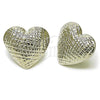 Rhodium Plated Stud Earring, Heart and Hollow Design, Diamond Cutting Finish, Rhodium Finish, 02.411.0041.1