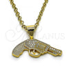 Oro Laminado Fancy Pendant, Gold Filled Style with White Micro Pave, Polished, Golden Finish, 05.342.0127