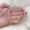 Oro Laminado Extra Large Hoop, Gold Filled Style Hollow Design, Diamond Cutting Finish, Golden Finish, 02.213.0312.70