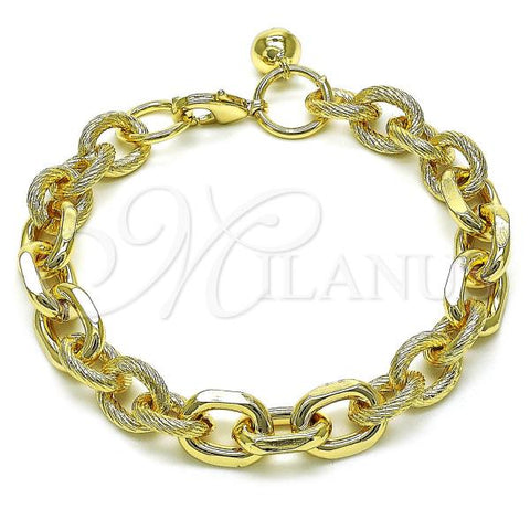 Oro Laminado Fancy Bracelet, Gold Filled Style Rolo Design, Diamond Cutting Finish, Golden Finish, 03.331.0257.09