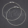 Sterling Silver Large Hoop, Hollow Design, Polished, Silver Finish, 02.389.0187.60