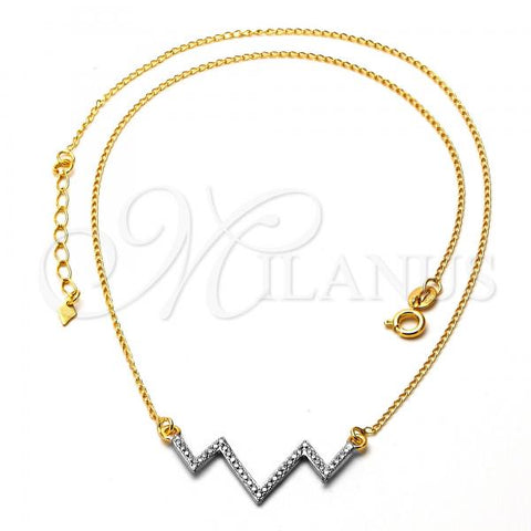 Oro Laminado Pendant Necklace, Gold Filled Style Matte Finish, Two Tone, 04.09.0046.18