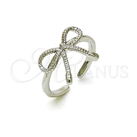Rhodium Plated Elegant Ring, Bow Design, Diamond Cutting Finish, Rhodium Finish, 01.60.0025.1