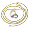 Oro Laminado Pendant Necklace, Gold Filled Style Heart Design, with Ruby Micro Pave, Polished, Golden Finish, 04.156.0319.1.20