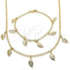 Oro Laminado Necklace and Bracelet, Gold Filled Style Leaf Design, Polished, Golden Finish, 06.63.0206