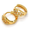Oro Laminado Huggie Hoop, Gold Filled Style with White Cubic Zirconia, Polished, Golden Finish, 02.196.0058.15