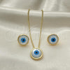 Oro Laminado Earring and Pendant Adult Set, Gold Filled Style Evil Eye Design, with White Mother of Pearl, Polished, Golden Finish, 10.156.0382