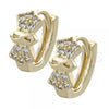 Oro Laminado Huggie Hoop, Gold Filled Style with White Cubic Zirconia, Polished, Golden Finish, 02.155.0027