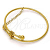 Stainless Steel Individual Bangle, Love Design, with White Crystal, Polished, Golden Finish, 07.258.0001.1.05 (02 MM Thickness, Size 5 - 2.50 Diameter)