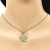 Oro Laminado Earring and Pendant Adult Set, Gold Filled Style Star Design, with White Micro Pave and White Cubic Zirconia, Polished, Golden Finish, 10.344.0030