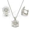 Sterling Silver Earring and Pendant Adult Set, with White Cubic Zirconia, Polished, Rhodium Finish, 10.175.0028