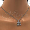 Stainless Steel Pendant Necklace, Initials and Rolo Design, with White Crystal, Polished, Steel Finish, 04.238.0030.18