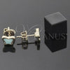 Oro Laminado Stud Earring, Gold Filled Style Butterfly Design, Turquoise Enamel Finish, Golden Finish, 02.64.0367 *PROMO*