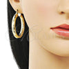 Oro Laminado Medium Hoop, Gold Filled Style Hollow Design, Diamond Cutting Finish, Golden Finish, 02.213.0811.40