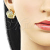 Oro Laminado Huggie Hoop, Gold Filled Style Shell Design, Diamond Cutting Finish, Golden Finish, 02.282.0063.15