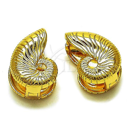 Oro Laminado Huggie Hoop, Gold Filled Style Snail Design, Diamond Cutting Finish, Golden Finish, 02.282.0064.15