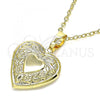 Oro Laminado Locket Pendant, Gold Filled Style Heart and Bow Design, Polished, Golden Finish, 05.117.0009