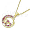 Oro Laminado Pendant Necklace, Gold Filled Style Heart Design, with Ruby Micro Pave, Polished, Golden Finish, 04.156.0328.1.20