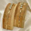 Oro Laminado Tennis Bracelet, Gold Filled Style Flower Design, with White Cubic Zirconia, Polished, Golden Finish, 5.026.003