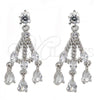 Rhodium Plated Long Earring, Teardrop Design, with White Cubic Zirconia, Polished, Rhodium Finish, 02.206.0054.2