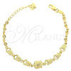 Oro Laminado Fancy Bracelet, Gold Filled Style Flower Design, Matte Finish, Golden Finish, 5.025.003