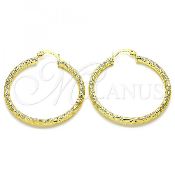 Oro Laminado Medium Hoop, Gold Filled Style Diamond Cutting Finish, Golden Finish, 02.213.0151.40
