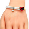 Oro Laminado Individual Bangle, Gold Filled Style Heart Design, with Light Siam Swarovski Crystals and White Micro Pave, Polished, Golden Finish, 07.239.0008.6 (03 MM Thickness, One size fits all)
