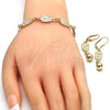 Oro Laminado Necklace, Bracelet and Earring, Gold Filled Style Owl Design, Polished, Golden Finish, 06.63.0222