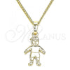 Oro Laminado Pendant Necklace, Gold Filled Style Little Boy Design, Polished, Golden Finish, 04.213.0194.20