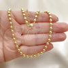 Oro Laminado Fancy Necklace, Gold Filled Style Ball Design, Polished, Golden Finish, 04.341.0108.16