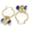Oro Laminado Small Hoop, Gold Filled Style with Sapphire Blue and White Crystal, Polished, Golden Finish, 02.63.2638.2.25