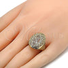 Oro Laminado Multi Stone Ring, Gold Filled Style with White Micro Pave, Polished, Golden Finish, 01.118.0023.07 (Size 7)