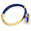 Oro Laminado Individual Bangle, Gold Filled Style Elephant Design, with White Crystal, Blue Enamel Finish, Golden Finish, 07.179.0001.3 (06 MM Thickness, One size fits all)