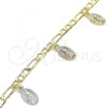 Oro Laminado Charm Bracelet, Gold Filled Style Guadalupe Design, Polished, Tricolor, 03.351.0120.08