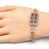 Oro Laminado Fancy Bracelet, Gold Filled Style with Multicolor Cubic Zirconia, Polished, Golden Finish, 03.210.0108.2.07