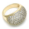 Oro Laminado Multi Stone Ring, Gold Filled Style Chunky Design, with White Micro Pave, Polished, Golden Finish, 01.346.0010.09