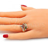 Oro Laminado Multi Stone Ring, Gold Filled Style with Multicolor Cubic Zirconia, Polished, Golden Finish, 01.221.0006.1.09