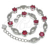 Sterling Silver Fancy Bracelet, with Ruby Cubic Zirconia and White Crystal, Polished, Rhodium Finish, 03.286.0027.1.07