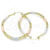 Oro Laminado Large Hoop, Gold Filled Style Diamond Cutting Finish, Tricolor, 02.170.0392.50